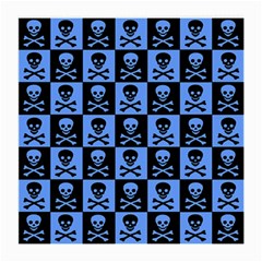 Blue Skull Checkerboard Medium Glasses Cloth (2-side) by ArtistRoseanneJones