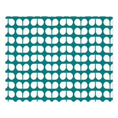 Teal And White Leaf Pattern Double Sided Flano Blanket (large)  by GardenOfOphir