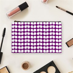Purple And White Leaf Pattern Cosmetic Bag (medium)  by GardenOfOphir