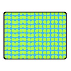 Blue Lime Leaf Pattern Double Sided Fleece Blanket (small)  by GardenOfOphir
