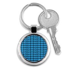 Blue Gray Leaf Pattern Key Chains (round)  by GardenOfOphir