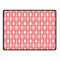 Coral And White Kitchen Utensils Pattern Double Sided Fleece Blanket (small)  by GardenOfOphir