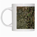 Elegant Clef With Floral Elements On A Background With Damasks White Mugs