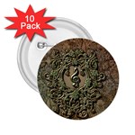 Elegant Clef With Floral Elements On A Background With Damasks 2.25  Buttons (10 pack) 
