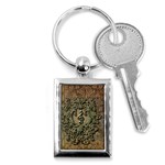 Elegant Clef With Floral Elements On A Background With Damasks Key Chains (Rectangle) 