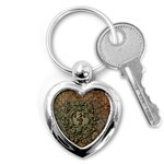 Elegant Clef With Floral Elements On A Background With Damasks Key Chains (Heart) 