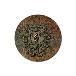 Elegant Clef With Floral Elements On A Background With Damasks Rubber Round Coaster (4 pack) 