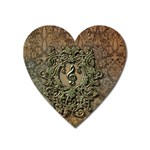 Elegant Clef With Floral Elements On A Background With Damasks Heart Magnet