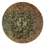 Elegant Clef With Floral Elements On A Background With Damasks Magnet 5  (Round)