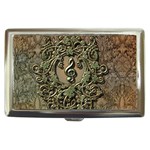 Elegant Clef With Floral Elements On A Background With Damasks Cigarette Money Cases