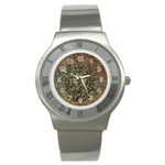 Elegant Clef With Floral Elements On A Background With Damasks Stainless Steel Watches