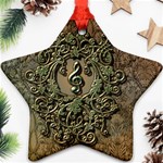 Elegant Clef With Floral Elements On A Background With Damasks Star Ornament (Two Sides) 