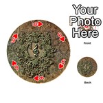 Elegant Clef With Floral Elements On A Background With Damasks Playing Cards 54 (Round)  Front - Heart6
