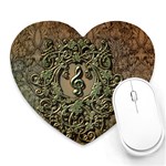 Elegant Clef With Floral Elements On A Background With Damasks Heart Mousepads
