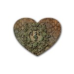 Elegant Clef With Floral Elements On A Background With Damasks Heart Coaster (4 pack) 