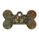 Elegant Clef With Floral Elements On A Background With Damasks Dog Tag Bone (Two Sides)