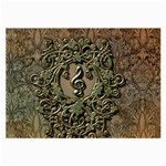 Elegant Clef With Floral Elements On A Background With Damasks Large Glasses Cloth (2-Side)