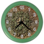 Elegant Clef With Floral Elements On A Background With Damasks Color Wall Clocks