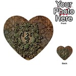 Elegant Clef With Floral Elements On A Background With Damasks Multi-purpose Cards (Heart)  Back 34