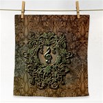 Elegant Clef With Floral Elements On A Background With Damasks Face Towel