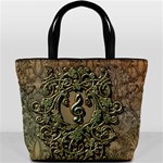 Elegant Clef With Floral Elements On A Background With Damasks Bucket Bags