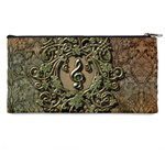 Elegant Clef With Floral Elements On A Background With Damasks Pencil Cases Back