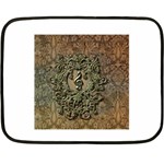 Elegant Clef With Floral Elements On A Background With Damasks Double Sided Fleece Blanket (Mini) 