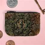 Elegant Clef With Floral Elements On A Background With Damasks Mini Coin Purses