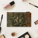 Elegant Clef With Floral Elements On A Background With Damasks Cosmetic Bag (Small)  Back