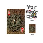 Elegant Clef With Floral Elements On A Background With Damasks Playing Cards 54 (Mini)  Front - Heart2