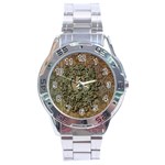 Elegant Clef With Floral Elements On A Background With Damasks Stainless Steel Men s Watch