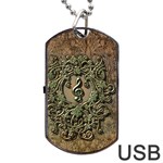 Elegant Clef With Floral Elements On A Background With Damasks Dog Tag USB Flash (One Side)