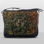 Elegant Clef With Floral Elements On A Background With Damasks Messenger Bags