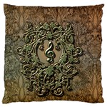 Elegant Clef With Floral Elements On A Background With Damasks Large Cushion Cases (Two Sides) 