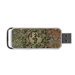 Elegant Clef With Floral Elements On A Background With Damasks Portable USB Flash (Two Sides)