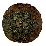 Elegant Clef With Floral Elements On A Background With Damasks Large 18  Premium Round Cushions
