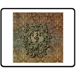 Elegant Clef With Floral Elements On A Background With Damasks Double Sided Fleece Blanket (Medium) 