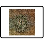 Elegant Clef With Floral Elements On A Background With Damasks Double Sided Fleece Blanket (Large) 