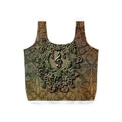 Elegant Clef With Floral Elements On A Background With Damasks Full Print Recycle Bags (s)  by FantasyWorld7