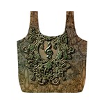 Elegant Clef With Floral Elements On A Background With Damasks Full Print Recycle Bags (M) 