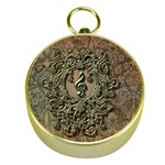 Elegant Clef With Floral Elements On A Background With Damasks Gold Compasses