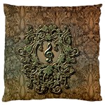 Elegant Clef With Floral Elements On A Background With Damasks Large Flano Cushion Cases (One Side) 