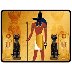 Anubis, Ancient Egyptian God Of The Dead Rituals  Double Sided Fleece Blanket (large)  by FantasyWorld7