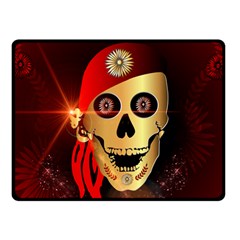Funny, Happy Skull Double Sided Fleece Blanket (small)  by FantasyWorld7
