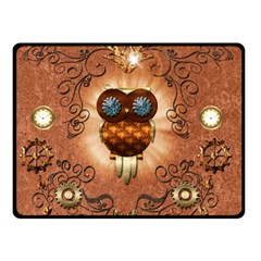Steampunk, Funny Owl With Clicks And Gears Double Sided Fleece Blanket (small)  by FantasyWorld7