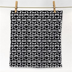 Black And White Owl Pattern Face Towel by GardenOfOphir