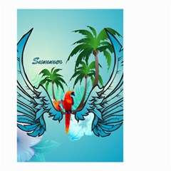 Summer Design With Cute Parrot And Palms Small Garden Flag (two Sides) by FantasyWorld7