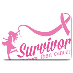 Survivor Stronger Than Cancer Pink Ribbon Large Door Mat by breastcancerstuff