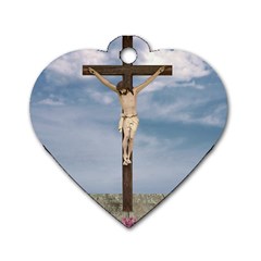 Jesus On The Cross Illustration Dog Tag Heart (one Side)