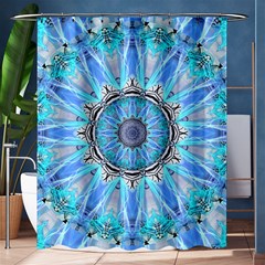 Sapphire Ice Flame, Light Bright Crystal Wheel Shower Curtain 60  X 72  (medium)  by DianeClancy